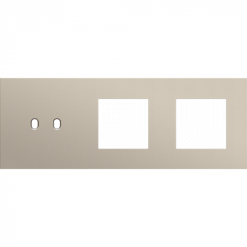 afdekplaat drievoudig horizontaal 71mm voor 1 tweevoudige schakelfunctie en 2 functies 45 x 45 toggle steel champagne coated (166)