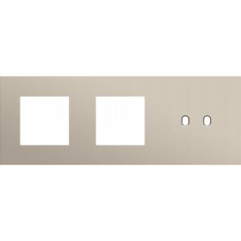afdekplaat drievoudig horizontaal 71mm voor 2 functies 45 x 45 en 1 tweevoudig schakelfunctie toggle steel champagne coated (166)