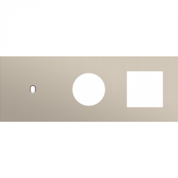afdekplaat drievoudig horizontaal 71mm voor 1 enkelvoudig schakelfunctie, 1 stopcontact en 1 functie 45 x 45 toggle steel champagne coated (166)