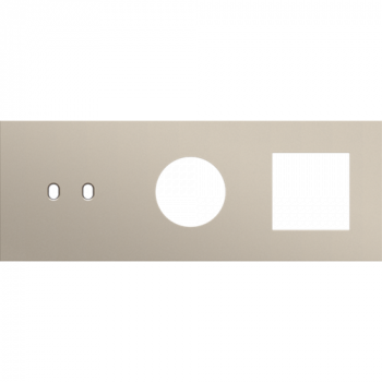 afdekplaat drievoudig horizontaal 71mm voor 1 tweevoudig schakelfunctie, 1 stopcontact, et 1 functie 45 x 45 toggle steel champagne coated (166)