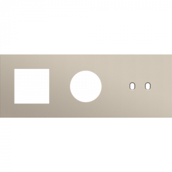 afdekplaat drievoudig horizontaal 71mm voor 1 functie 45 x 45, 1 stopcontact, 1 tweevoudig schakelfunctie toggle steel champagne coated (166)