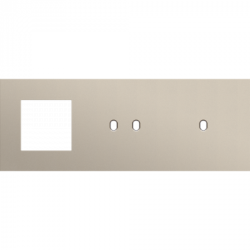 plaque de recouvrement triple horizontal 71 mm pour 1 fonction 45 x 45, 1 fonction double et une simple commutation toggle steel champagne coated (166)