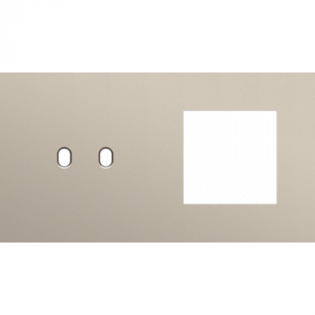NIKO plaque de recouvrement double horizontale 71mm pour 1 fonction double commutation et 1 fonction 45 x 45 toggle steel champagne coated (166)