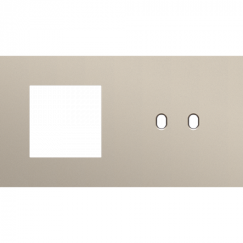 NIKO plaque de recouvrement double horizontale 71mm pour 1 fonction 45 x 45 et 1 fonction double commutation toggle steel champagne coated (166)