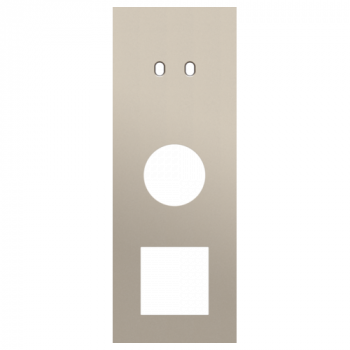 plaque de recouvrement triple vertical 71 mm pour 1 fonction double commutation, 1 prise et 1 fonction 45 x 45 toggle steel champagne coated (166)