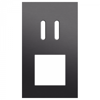 plaque de recouvrement double verticale 60mm pour 1 fonction double commutation et 1 fonction 45 x 45 rocker alu black brushed (code 224)