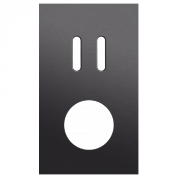plaque de recouvrement double verticale 60mm pour 1 fonction double commutation et 1 prise rocker alu black brushed (code 224)