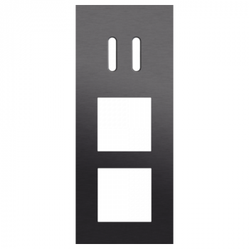 afdekplaat drievoudig verticaal 60mm voor 1 tweevoudig schakelfunctie en 2 functies 45 x 45 alu black brushed (code 224)