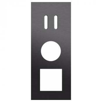 plaque de recouvrement rocker triple verticale 60mm pour 1 fonction double commutation ,1 prise et 1 fonction 45 x 45 alu black brushed (code 224)