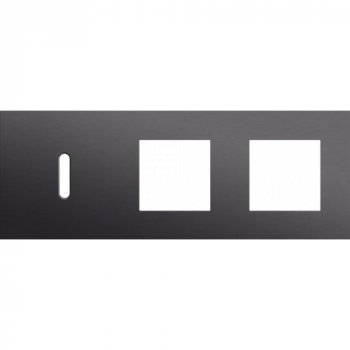 plaque de recouvrement triple horizontal 71mm pour 1 fonction simple commutation et 2 fonctions 45 x 45 rocker alu black brushed (code 224)
