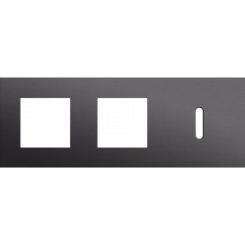 NIKO plaque de recouvrement triple horizontal 71mm pour 2 fonctions 45 x 45 et 1 fonction simple commutation rocker alu black brushed (code 224)