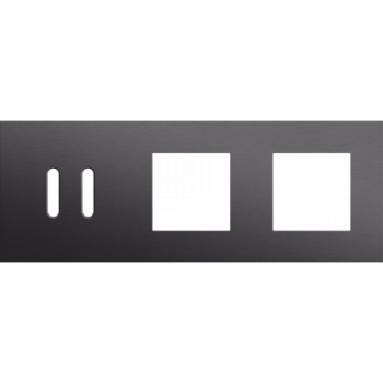 afdekplaat drievoudig horizontaal 71mm voor 1 twee voudig schakelfunctie en 2 functies 45 x 45 alu black brushed (code 224 )