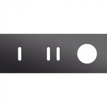 afdekplaat drievoudig horizontaal 71 mm voor 1 enkelvoudig en 1 tweevoudig schakelfunctie, 1 stopcontact rocker alu black brushed (224)