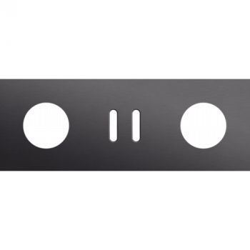 plaque de recouvrement rocker triple horizontale 71mm pour 1 prise, 1 fonction double commutation, 1 prise alu black brushed (code 224)