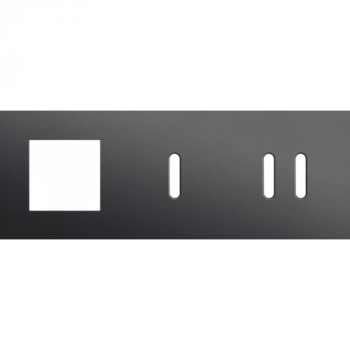 afdekplaat drievoudig horizontaal 71 mm voor 1 functie 45 x 45 , 1 enkelvoudig en 1 tweevoudig schakelfunctie rocker alu black brushed (224)