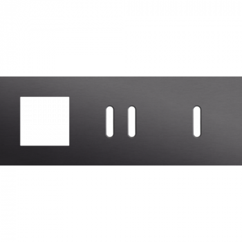 afdekplaat drievoudig horizontaal 71 mm voor 1 functie 45 x 45, 1 tweevoudig en 1 enkelvoudig schakelfunctie rocker alu black brushed (224)