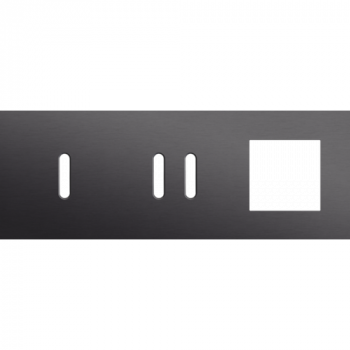 NIKO plaque de recouvrement rocker triple horizontale 71mm pour 1 fonction simple et 1 fonction double commutation 1 fonction 45 x45 alu black brushed (code 224)