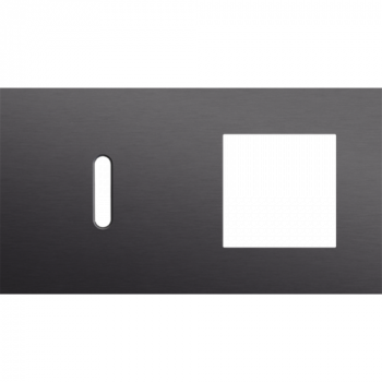 plaque de recouvrement double horizontal 71mm pour 1 fonction simple commutation et 1 fonction 45 x 45 rocker alu black brushed (code 224)