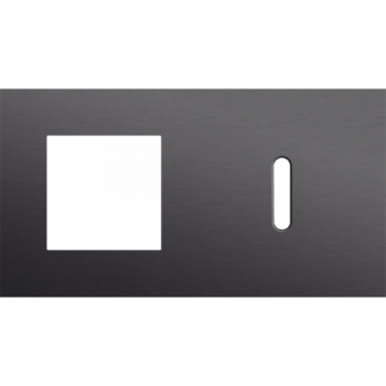 NIKO plaque de recouvrement double horizontal 71mm pour 1 fonction 45 x 45 et 1 fonction simple commutation rocker alu black brushed (code 224)