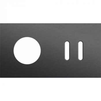 plaque de recouvrement double horizontal 71mm pour 1 prise et 1 fonction double commutation rocker alu black brushed (code 224)