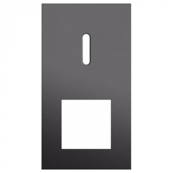 plaque de recouvrement rocker double vertical 71mm pour 1 fonction simple commutation et 1 fonction 45 x 45 alu black brushed (code 224)