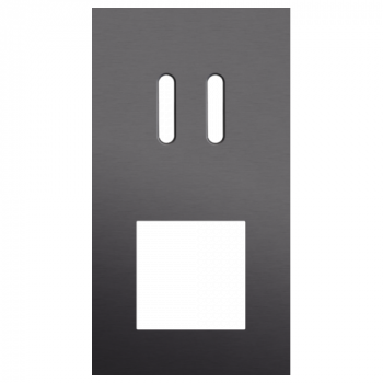 plaque de recouvrement rocker double vertical 71mm pour 1 fonction double commutation et 1 fonction 45 x 45 alu black brushed (code 224)