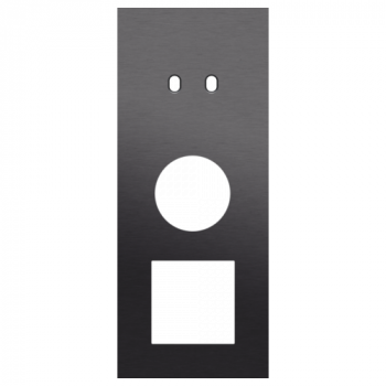 plaque de recouvrement triple vertical 60 mm pour 1 fonction double commutation , 1 prise et 1 fonction 45 x 45 toggle alu black brushed (224)