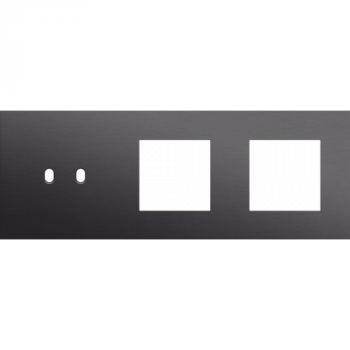 plaque de recouvrement triple horizontal 71 mm pour 1 fonction double commutation et 2 fonctions 45 x 45 toggle alu black brushed (224)