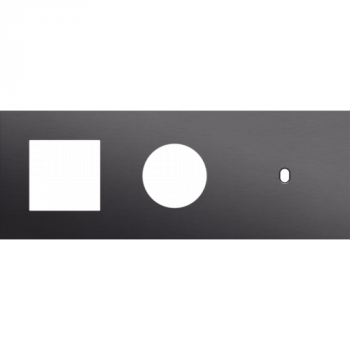 afdekplaat drievoudig horizontaal 71mm voor 1 functie 45 x 45, 1 stopcontact en 1 enkelvoudig schakelfunctie toggle alu black brushed (224)