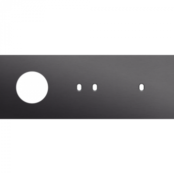 afdekplaat drievoudig horizontaal 71mm voor 1 stopcontact, 1 tweevoudig en 1 enkelvoudig schakelfunctie toggle alu black brushed (224)