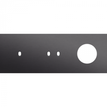 afdekplaat drievoudig horizontaal 71mm voor 1enkelvoudig en 1 tweevoudig schakelfunctie , 1 stopcontact toggle alu black brushed (224)