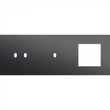 NIKO plaque de recouvrement triple horizontal 71 mm pour 1 fonction double et 1 fonction simple commutation, 1 fonction 45 x 45 toggle alu black brushed (224)