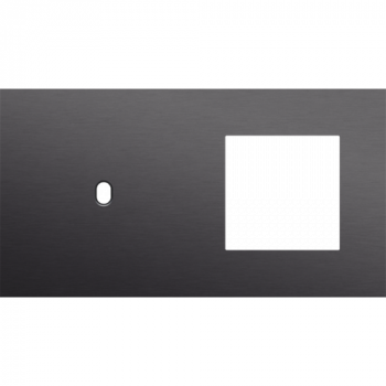 plaque de recouvrement double horizontale 71mm pour 1 fonction simple commutation 1 fonction 45 x 45 toggle alu black brushed (224)
