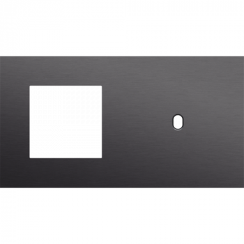 NIKO plaque de recouvrement double horizontale 71mm pour 1 fonction 45 x 45 et 1 fonction simple commutation alu black brushed (224)