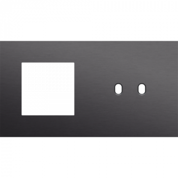 plaque de recouvrement double horizontale 71mm pour 1 fonction 45 x 45 et 1 fonction double commutation alu black brushed (224)