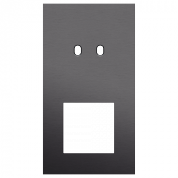 plaque de recouvrement double vertical 71mm pour 1 fonction double commutation et 1 fonction 45 x 45 toggle alu black brushed (224)