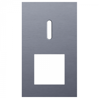 afdekplaat tweevoudig verticaal 60mm voor 1 enkelvoudig schakelfunctie rocker en 1 functie 45 x 45 alu blue grey brushed (226)