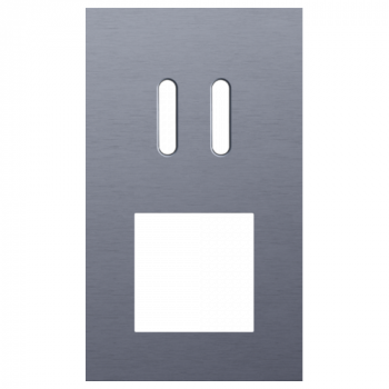 afdekplaat tweevoudig verticaal 60mm voor 1 tweevoudig schakelfunctie rocker en 1 functie 45 x 45 alu blue grey brushed (226)