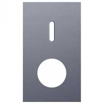 plaque de recouvrement double verticale 60mm pour 1 fonction simple commutation et 1 prise rocker alu blue grey brushed (code 226)