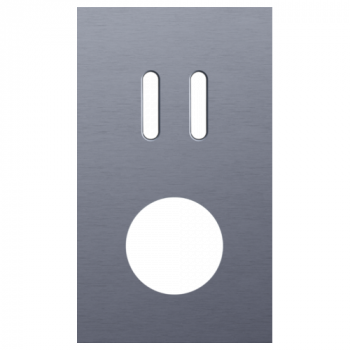 plaque de recouvrement double verticale 60mm pour 1 fonction double commutation et 1 prise rocker alu blue grey brushed (code 226)