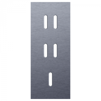 afdekplaat drievoudig verticaal 60mm voor 2 tweevoudige en één enkelvoudig schakelfunctie rocker alu blue grey brushed (226)