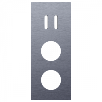 plaque de recouvrement triple verticale 60mm pour 1 fonction double commutation et pour 2 prises rocker alu grey brushed (226)