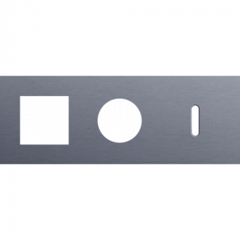 plaque de recouvrement rocker triple horizontale 71mm pour 1 fonction 45 x 45, 1 prise et une fonction simple commutation alu blue grey brushed (code 226)