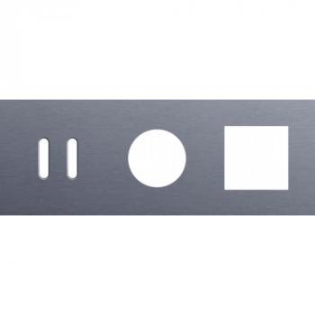 plaque de recouvrement rocker triple horizontale 71mm pour 1 fonction double commutation, 1 prise et une fonction 45 x 45 alu blue grey brushed (code 226)