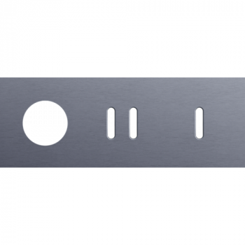 afdekplaat drievoudig horizontaal 71mm voor 1 stopcontact, 1 tweevoudig en 1 enkelvoudig schakelfunctie rocker alu blue grey brushed (code 226)