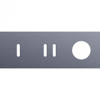 afdekplaat drievoudig horizontaal 71mm voor 1 enkelvoudig en 1 tweevoudig schakelfunctie , 1 stopcontact rocker alu blue grey brushed (code 226)
