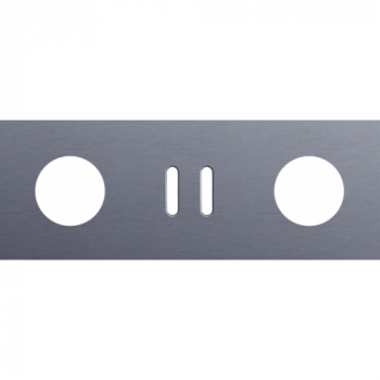afdekplaat drievoudig horizontaal 71mm voor 1 stopcontact, 1 tweevoudig schakelfunctie, 1 stopcontact rocker alu blue grey brushed (code 226)