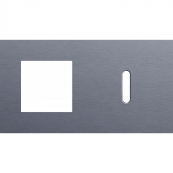 plaque de recouvrement double horizontale 71mm pour 1 fonction 45 x 45 et une fonction simple commutation rocker alu blue grey brushed (code 226)