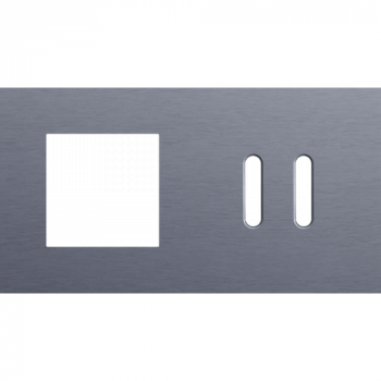 afdekplaat tweevoudig horizontaal 71 mm voor 1 functie 45 x 45 en 1 tweevoudig schakelfunctie rocker alu blue grey brushed (226)