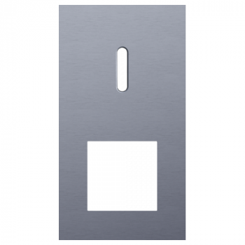 plaque de recouvrement rocker double verticale 71mm pour 1 fonction simple commutation et 1 fonction 45 x 45 alu grey brushed (code 226)
